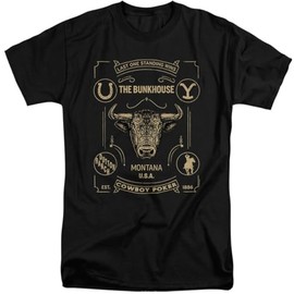 Popfunk Yellowstone Bunkhouse Cowboy Poker Unisex Adult Tall T Shirt (X-Large) Black