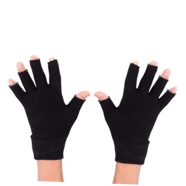 Baluue 1 Pair Moisturizing Gel Gloves Hands Whitening Care Beauty Hydrating Fingerless Spa Gloves Black