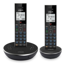 VTech LS6381-2 Bluetooth Speaker with Echo Cancellation, Noise Reduction, Music Streaming, PC/Landline/Cellular Calls, Paired with DECT6.0 Cordless Handset, Answering System, Smart Call Blocker,Black