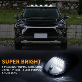 LECART Cab Lights Smoke Lens Car Roof Clearance Cab Marker Light for Trucks Pickups Front Rear Top Running Lamp 5 Pack White Lighting