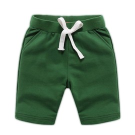 Haxico - Pantalones cortos deportivos de algodón sólido para niños y bebés, hasta la rodilla, para verano, Verde ejército, 120（5T）