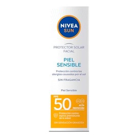 Protector Solar Facial Piel Sensible NIVEA SUN, Protección Contra Las Alergias Causadas Por El Sol, Fps50+ 50Ml