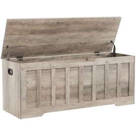 47.2" Storage Chest Extra Large,Storage Trunk with 2 Safety Hinges,Wooden Storage Bench,Shoe Bench,47.2x15.7x19.1 Inch,Easy Assembly,Storage Bench for Bedroom,Living Room,entryway(Greige).