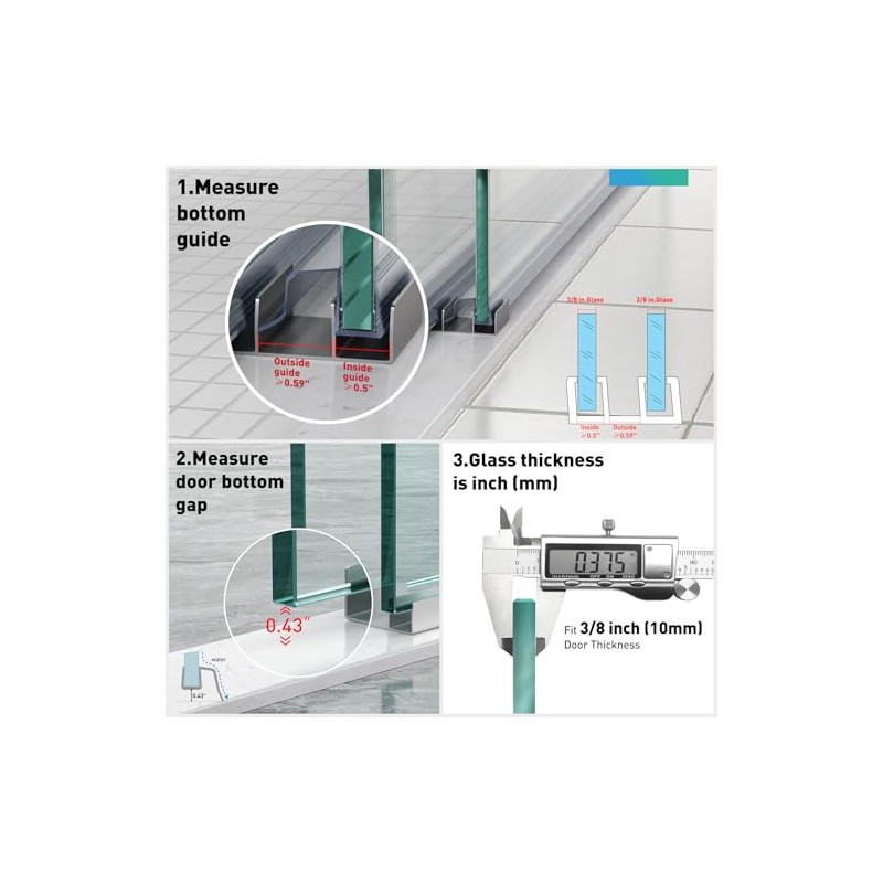 Sliding Shower Door Bottom Seal - 2 Pack for Frameless