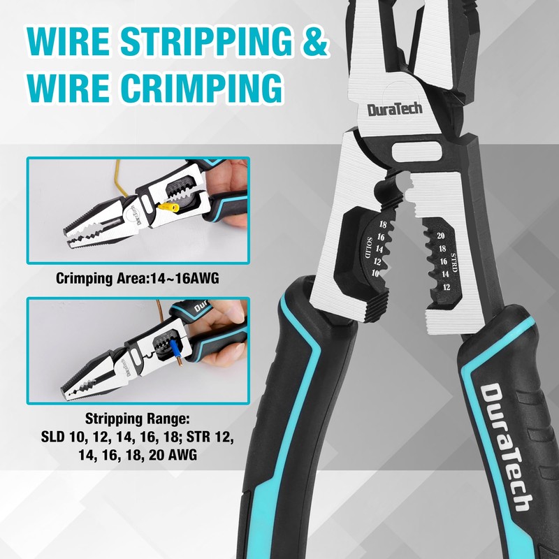 DURATECH 3PCS Pliers Set, Large 6 in 1 Multifunctional Wire