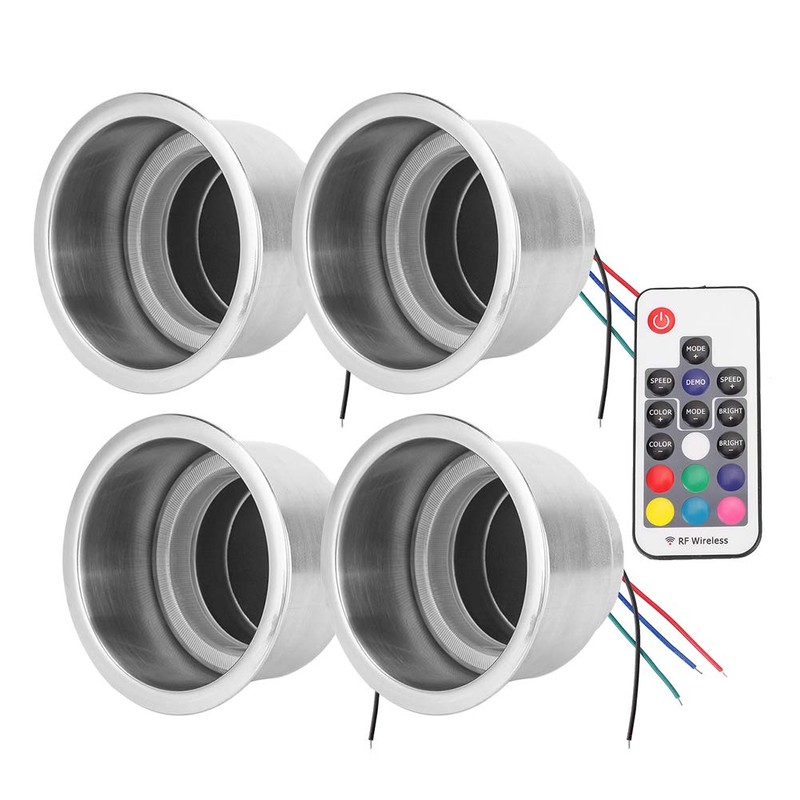 Car Drink Cup Holder, 4Pcs DC 12V RGB LED Car