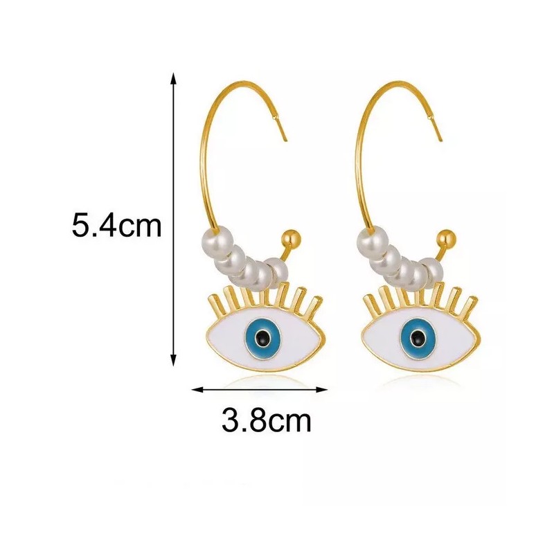 Deluxe Pendientes Ojo Turco Fatima Arracada Elegante Arete Con Dije