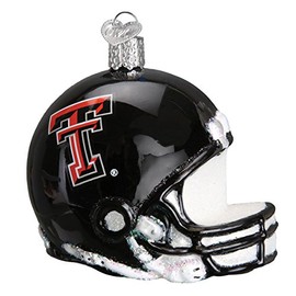Old World Christmas University Glass Blown Ornaments for Christmas Tree, Texas Tech Helmet