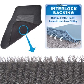 BDK InterLock Car Floor Mats - Secure No-Slip Technology for Automotive Interiors - 4pc Inter-Locking Carpet (Black) (826942129223)