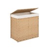StorageWorks 110L Wicker Laundry Hamper with Lid, 2 Section Wicker