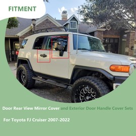 Exterior Door Handle Cover and Door Rear View Mirror Cover Sets Compatible with Toyota FJ Cruiser 2007-2022, Exterior Protector Trim Frame Cover Accessories (Matte Black Kit), Tape-on Install