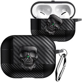 CCSmall for Airpods Pro 2nd Generation Case with Carabiner Keychain, Funny 3D Skull Protection Cover Full Body Shockproof with Secure Lock Girls Boys Case for Airpods Pro 2 Gen,Skull Black