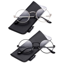 Quality Unisex Retro Round Reading Glasses Spring Hinge Stainless Steel Frame Metal Round Reading Glasses