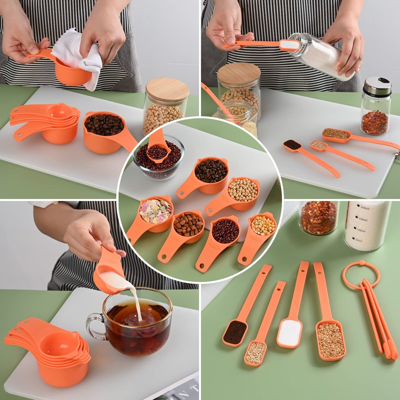 Viwehots Measuring Cups and Spoons Set Set 15, Dry Plastic