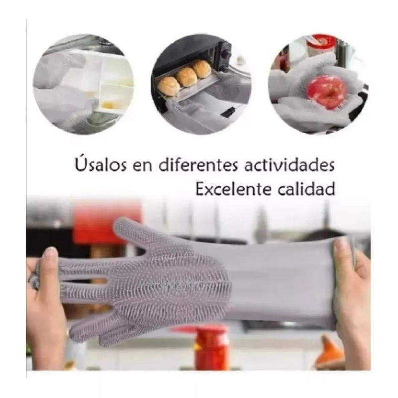 Misorel Guantes Lavatrastes Silicon + Despachador Jabón Líquido