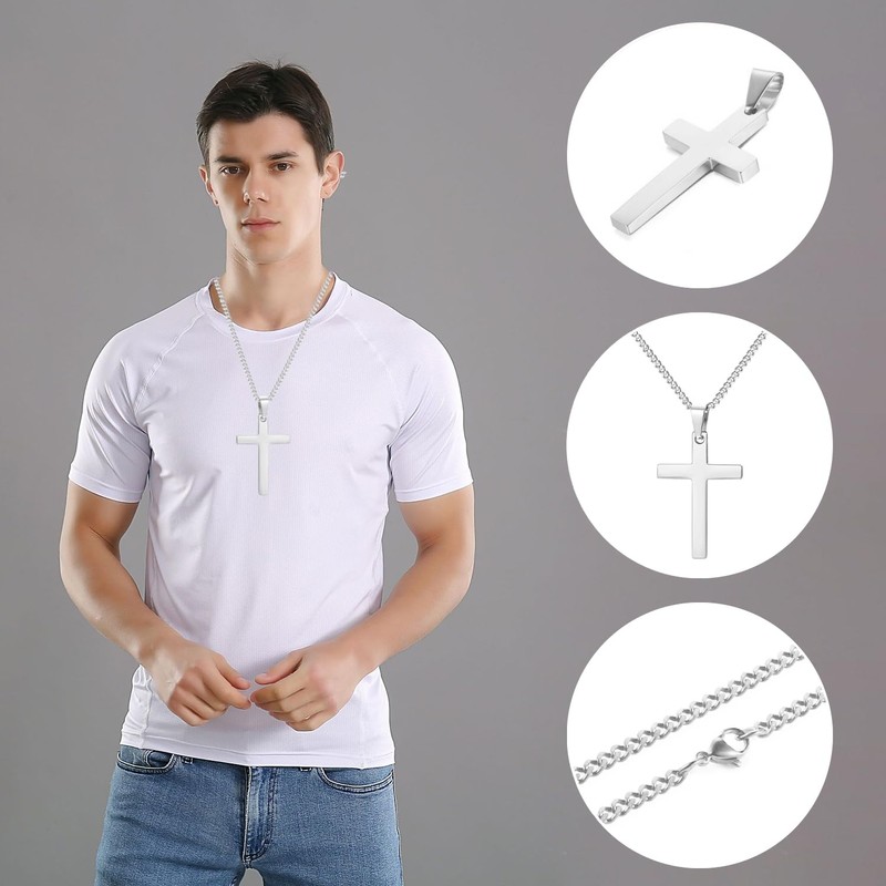 Maykafay Men's Cross Necklace with 60 cm Chain