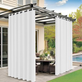 M METERXITY Outdoor Curtains for Patio Waterproof, 110W x 108L Inch Heavy Gazebo Curtains for Outdoor Patio, Porch, Sunlight, Outdoor Blackout Curtains [White, Grommet Top]
