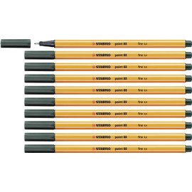 STABILO Point 88 Fineliner Pen,Olive Green,Pack of 10