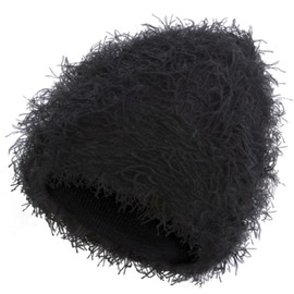 ROXUN Distressed Beanie, Fuzzy Shiesty Yeat Warm One Size for Men Women Winter Fashion Knit Cap Black
