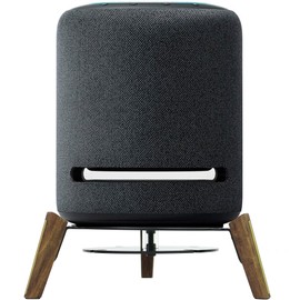 Wooden Stand for Echo Studio and Homepod 2nd/1st Gen Smart Speaker, Stable Desktop Mount for Better Sound and Home Decoration (Black Walnut with Metal Strip)