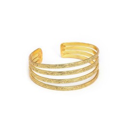 Vestopazzo Multi-strand design brass bracelet. Rigid bangle with embossed embellishments. Nickel tested. Craftsmanship. Adjustable size. DD11099, unique size, tg unica, brass, Brass, None
