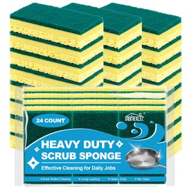 HOMEXCEL Sponges Kitchen 24pcs, Heavy Duty Sponges for Dishes, Scrub Cleaning Sponge for Non-Coated Cookware, Dishes, Pots, Pans, Dual Sided Dish Sponge for Kitchen, Household, Bathroom and More