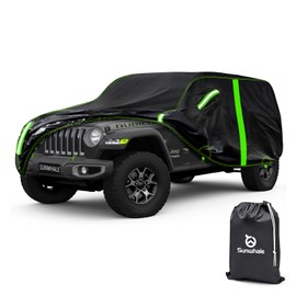 Sunwhale Car Cover Custom Fit for Jeep Wrangler 4 Door Dr/Unlimited Waterproof, All Weather Sun UV Protection Outdoor Full Car Cover Snow Rain Hail Fits 1987-2025 Jeep JK JL CJ YJ TJ