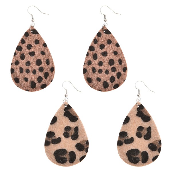 2 Pairs of Earrings Leopard Print Leopard Earrings Women's Single