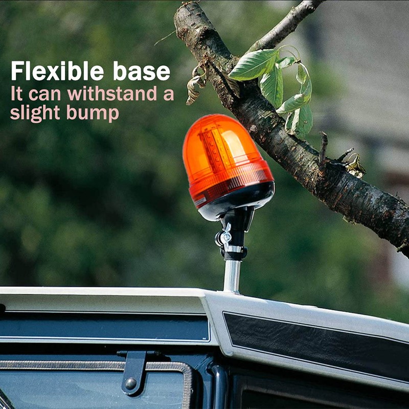 VGETTING 60 LED Rotating Flashing Amber Beacon Light, Flexible Mount
