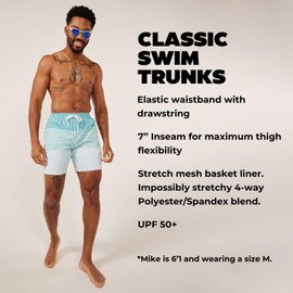 Chubbies Men’s Swim Shorts, Stretch Swimming Board Trunks, Beach Shorts, Quick Dry, 7 Inch Inseam, Blue,white, Medium