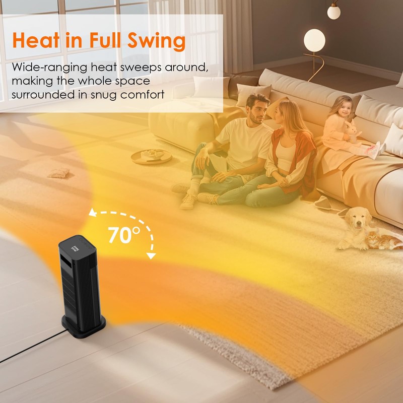 Space Heater - 1500W PTC Ceramic Tower Heaters for Indoor