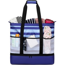 DSIUE Beach Bag with Cooler Waterproof Beach Bags for Women Large Sandproof Beach Tote Pool Bag for Beach Gym Travel