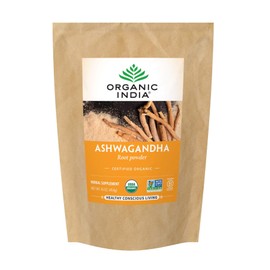 ORGANIC INDIA ORGANIC INDIA Ashwagandha Powder Organic - Ashwagandha Root Powder Bulk, Herbal Supplement - Vegan, Gluten-Free, Kosher, Non-GMO, Supports Stress Relief, Energy, and Sleep - 1lb Bag