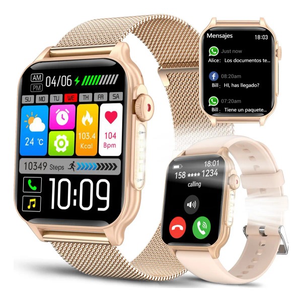 Reloj inteligente Mujer Smartwatch Deportiva Smartblacelet para mujer Rosa 1.96