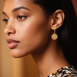 ALEXCRAFT Drop Round Earrings Gold Silver 925 Hanging Hollow Flower with Zirconia Leverback Dangle Gold Earrings for Women Girlfriend Mum Girls