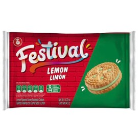 Festival Lemon Cookies | Cream Lemon Sandwich Cookies | Natural Dyes & Low Sodium | High Cream Content | 14.22 Oz
