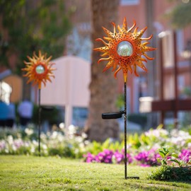 TAKE ME Sun Solar Lights Garden Decor Outdoor Waterproof Solar Metal Garden Stake Lights Lawn Patio Accessories Yard Walkway Lights Father Day Garden Gifts 2024 New