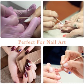 Garrelett 200PCS Pointed Cotton Swabs Wood Handle - Precision Tips for Nail Edge Cleanup - Sturdy Sticks for Gel Polish Correction & Cuticle Detailing, with Lint-Free Cotton for Makeup & Microblading