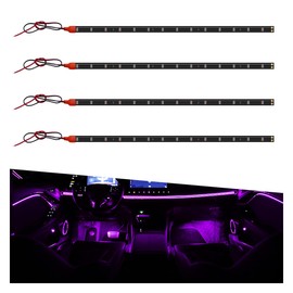 DUSCOKE 4PCS DC 12V Waterproof Car LED Light Strip, 30CM/1Ft 3528 15SMD Car Underbody Light Strip with 9" Wire, Vehicle Interior Exterior Decoration Light for Golf Cart, Boat, Motorcycle (Purple)