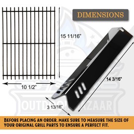 Master Cook 3 Burner Grill Repair Kit - Set of Two Porcelain Coated Cooking Grid,Three Porcelain Steel Replacement Heat Plates & 3 Stainless Steel Burners for Master Cook 3 Burner Grill Model