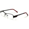 V.W.E. Khan Metal Rectangular Semi-Rimless Rectangle Reading Glasses Reader (Black/Red,