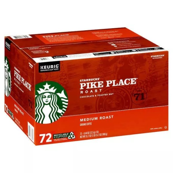 Unbranded Starbucks Pike Place Medium Roast K-Cup, 72 Count