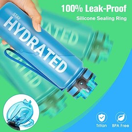 Saharasailor Sahara Sailor 33.8oz Blue Water Bottle Leakproof BPA Free Hydration Tracker