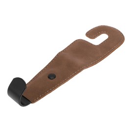 INFINAUTO Car Seat Headrest Hook Interior Accessories for Most Car, SUV, Truck Car Seat Back Organizer Hooks Faux Leather Metal Brown 6.69"x1.77"