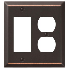 Amerelle 163RDDB Century Wallplate, 1 Rocker / 1 Duplex Outlet, Steel, Aged Bronze, 1-Pack