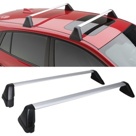 IKON MOTORSPORTS, Cross Bars Compatible with 2008-2011 Subaru Impreza 2008-2014 WRX & STi, Factory Style Silver Cargo Transport Roof Rack Carrier