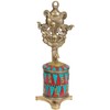 Exotic India Tibetan Buddhist Prayer Wheel with Conch Statue, Multi-Colour,