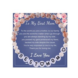 Fuqimanman2020 Monther’s Day Gift for Best Mama Grandma 6MM Natural Stones Bracelets Christmas Birthday Valentines Jewelry Gift-best mom A