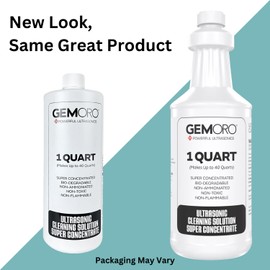GemOro Jewelry Cleaner Solution Concentrate for Ultrasonic Machines | Professional Performance Liquid Cleans Rings Watches Glasses Earrings & Coins | Compatible with Diamond Gold & Silver (1 Quart)