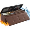 ENGPOW Storage Ottoman,Fireproof Folding Storage Bench with Lock(15”x 43”x15”),Waterproof Leather